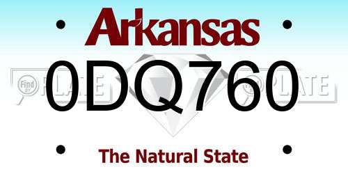 0DQ760 Arkansas License Plate