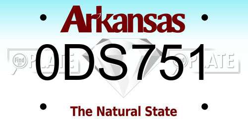 0DS751 Arkansas License Plate
