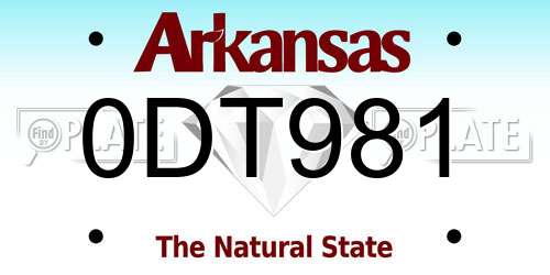 0DT981 Arkansas License Plate