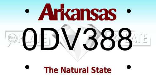 0DV388 Arkansas License Plate