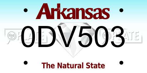 0DV503 Arkansas License Plate