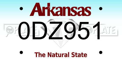 0DZ951 Arkansas License Plate