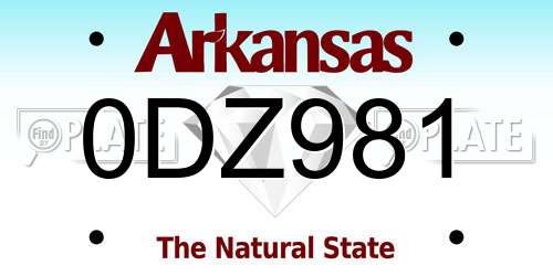 0DZ981 Arkansas License Plate
