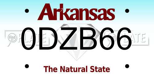 0DZB66 Arkansas License Plate