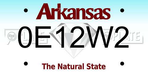 0E12W2 Arkansas License Plate