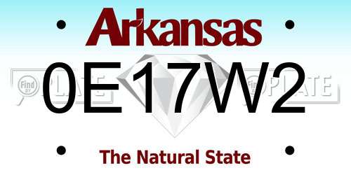 0E17W2 Arkansas License Plate