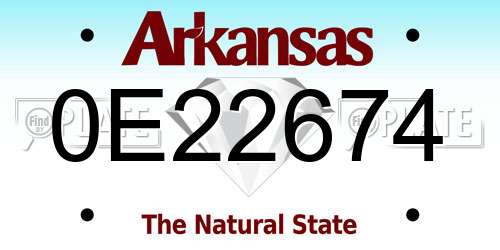 0E22674 Arkansas License Plate