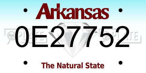0E27752 Arkansas License Plate