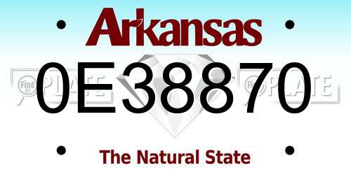 0E38870 Arkansas License Plate