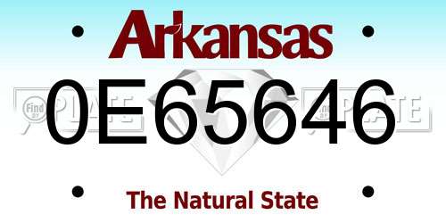 0E65646 Arkansas License Plate