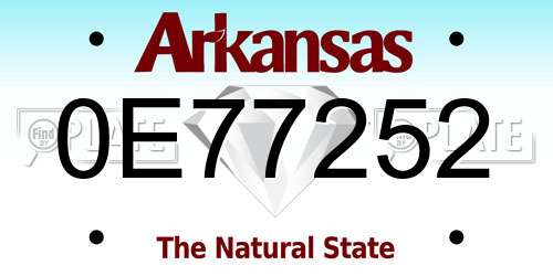 0E77252 Arkansas License Plate