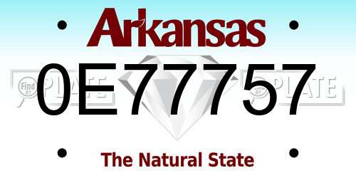 0E77757 Arkansas License Plate