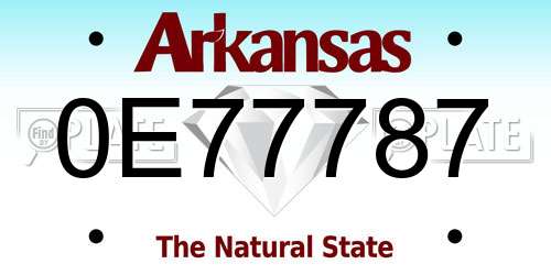 0E77787 Arkansas License Plate