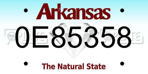 0E85358 Arkansas License Plate