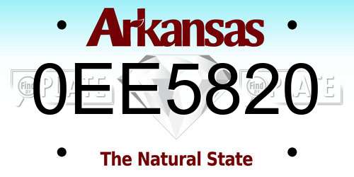 0EE5820 Arkansas License Plate
