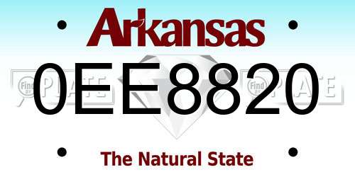 0EE8820 Arkansas License Plate