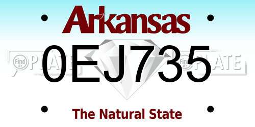 0EJ735 Arkansas License Plate