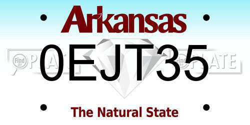 0EJT35 Arkansas License Plate