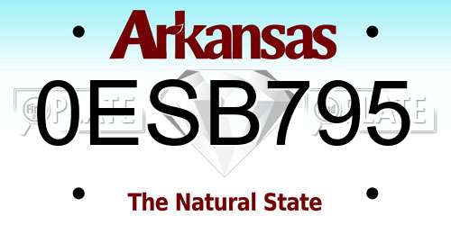 0ESB795 Arkansas License Plate
