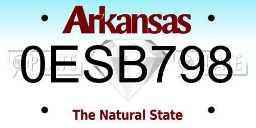 0ESB798 Arkansas License Plate
