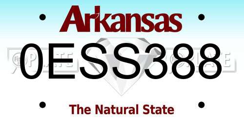 0ESS388 Arkansas License Plate