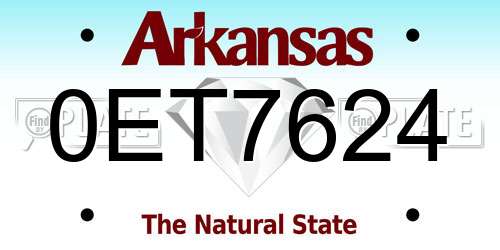 0ET7624 Arkansas License Plate