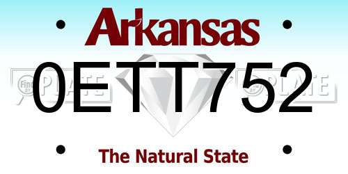 0ETT752 Arkansas License Plate