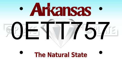 0ETT757 Arkansas License Plate