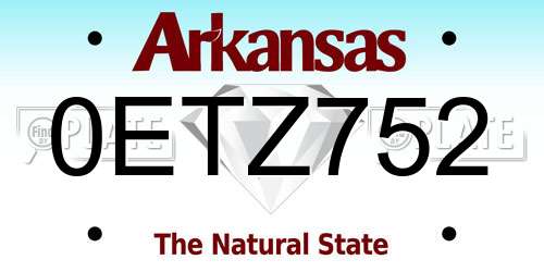 0ETZ752 Arkansas License Plate