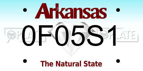 0F05S1 Arkansas License Plate