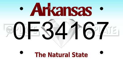 0F34167 Arkansas License Plate