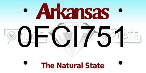 0FCI751 Arkansas License Plate