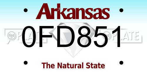 0FD851 Arkansas License Plate