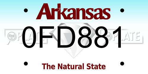 0FD881 Arkansas License Plate