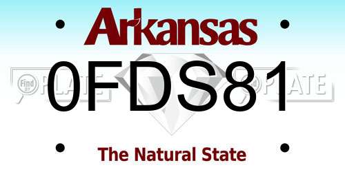 0FDS81 Arkansas License Plate