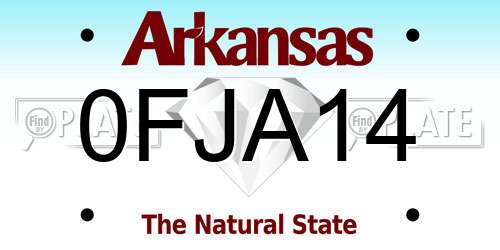 0FJA14 Arkansas License Plate
