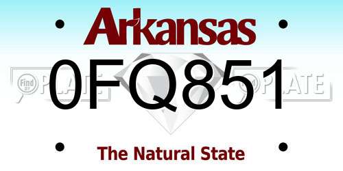 0FQ851 Arkansas License Plate