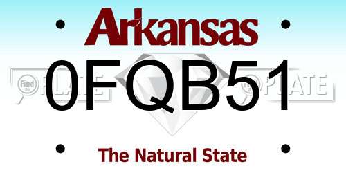 0FQB51 Arkansas License Plate
