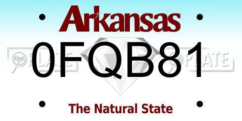 0FQB81 Arkansas License Plate