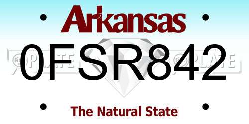 0FSR842 Arkansas License Plate