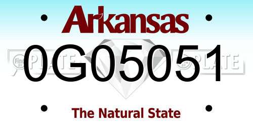 0G05051 Arkansas License Plate