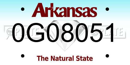 0G08051 Arkansas License Plate