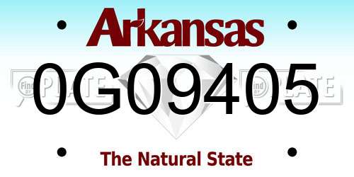 0G09405 Arkansas License Plate