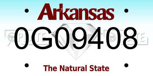 0G09408 Arkansas License Plate