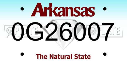 0G26007 Arkansas License Plate