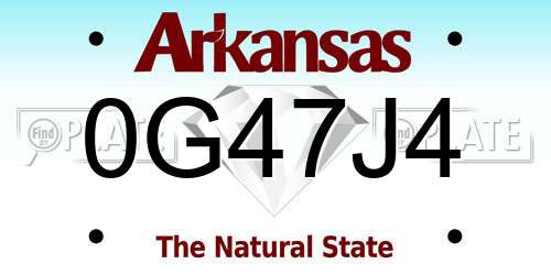 0G47J4 Arkansas License Plate