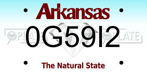 0G59I2 Arkansas License Plate