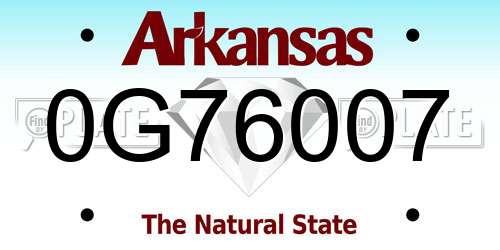 0G76007 Arkansas License Plate