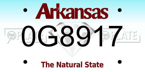 0G8917 Arkansas License Plate