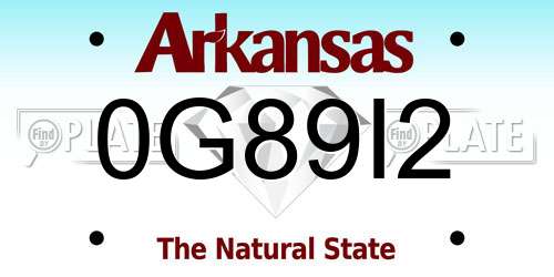 0G89I2 Arkansas License Plate